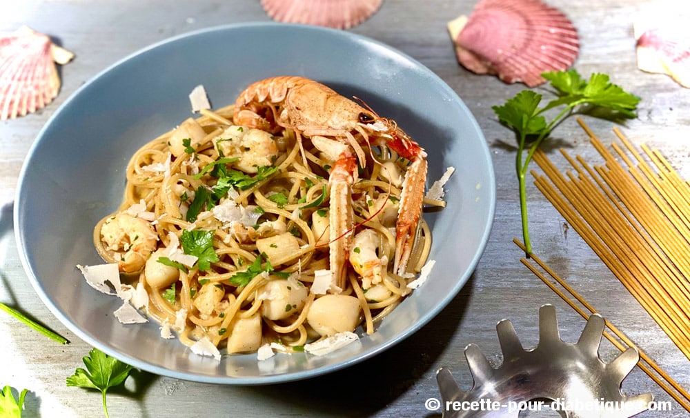 Pâtes complètes aux Pétoncles et Langoustines