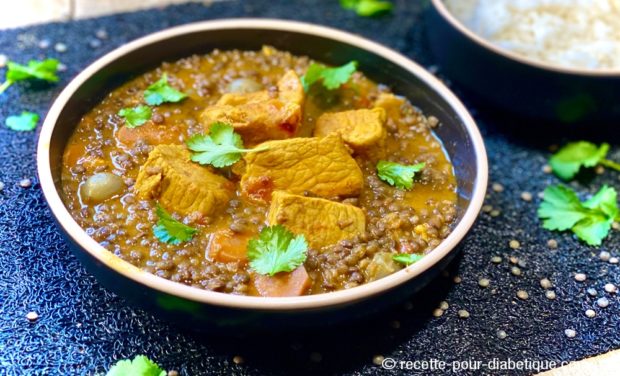 curry porc lentilles