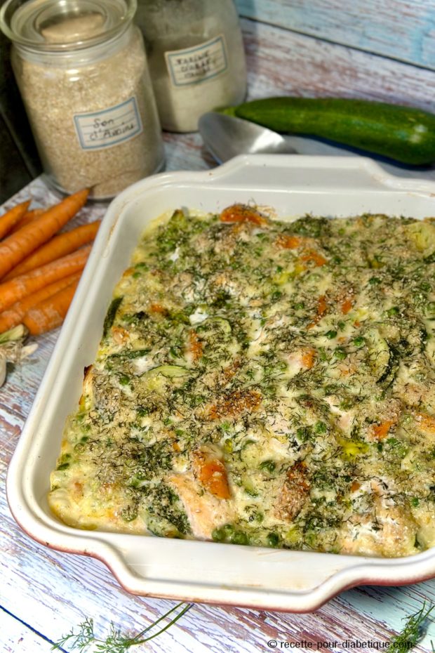 Gratin de saumon aux légumes