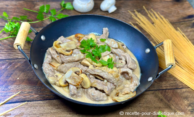 Emincé de veau mascarpone igbas pour diabétique