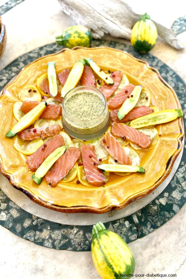 Saumon Gravlax au Carpaccio de Courgette